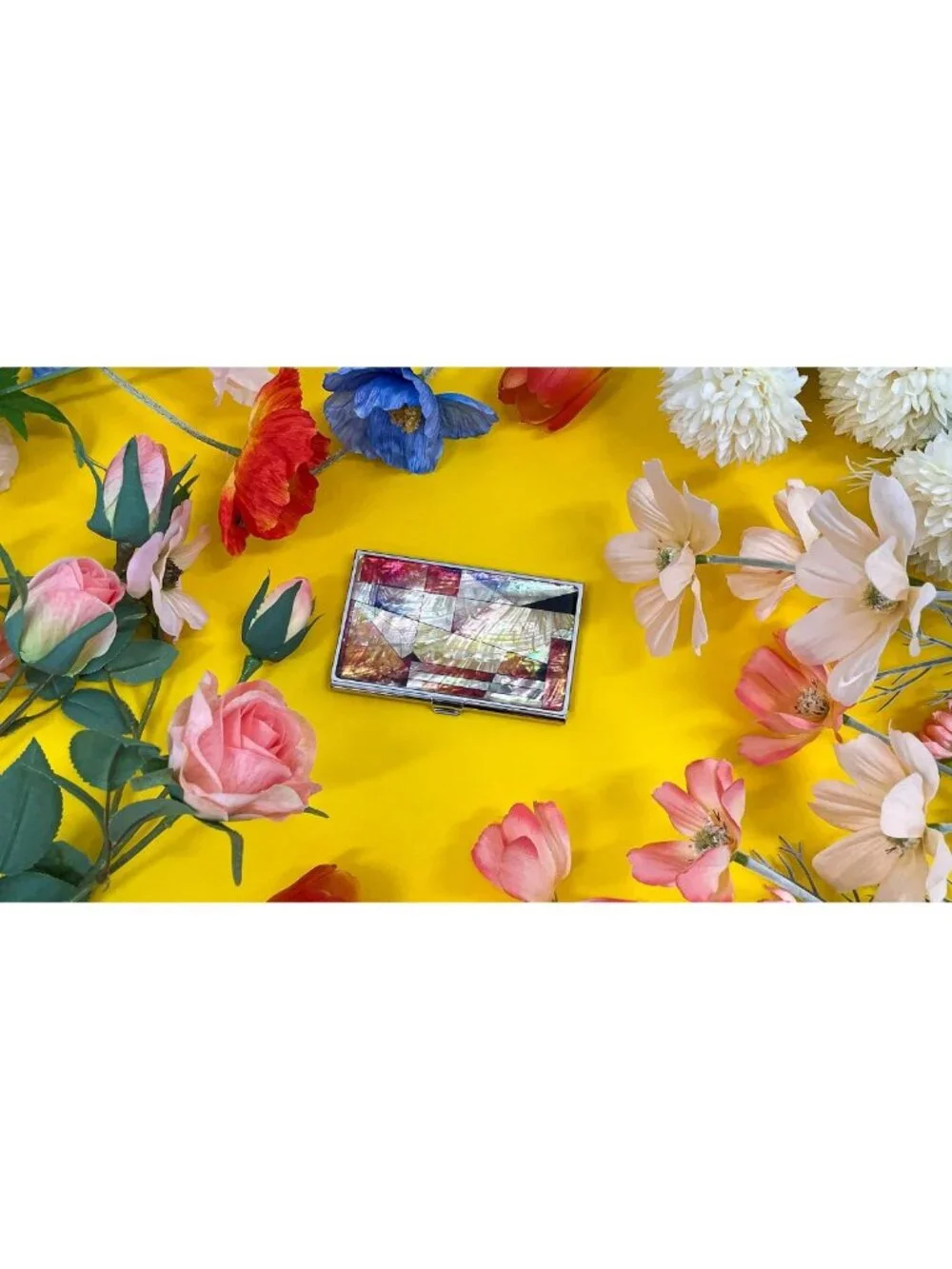 Elegant Mother of Pearl Business Card Holder | Slim Travel Wallet | Engraved